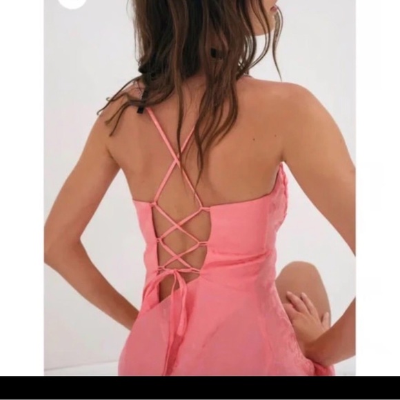 For Love And Lemons Pink Lace-Up Mini Dress NWT $325 - Picture 4 of 8